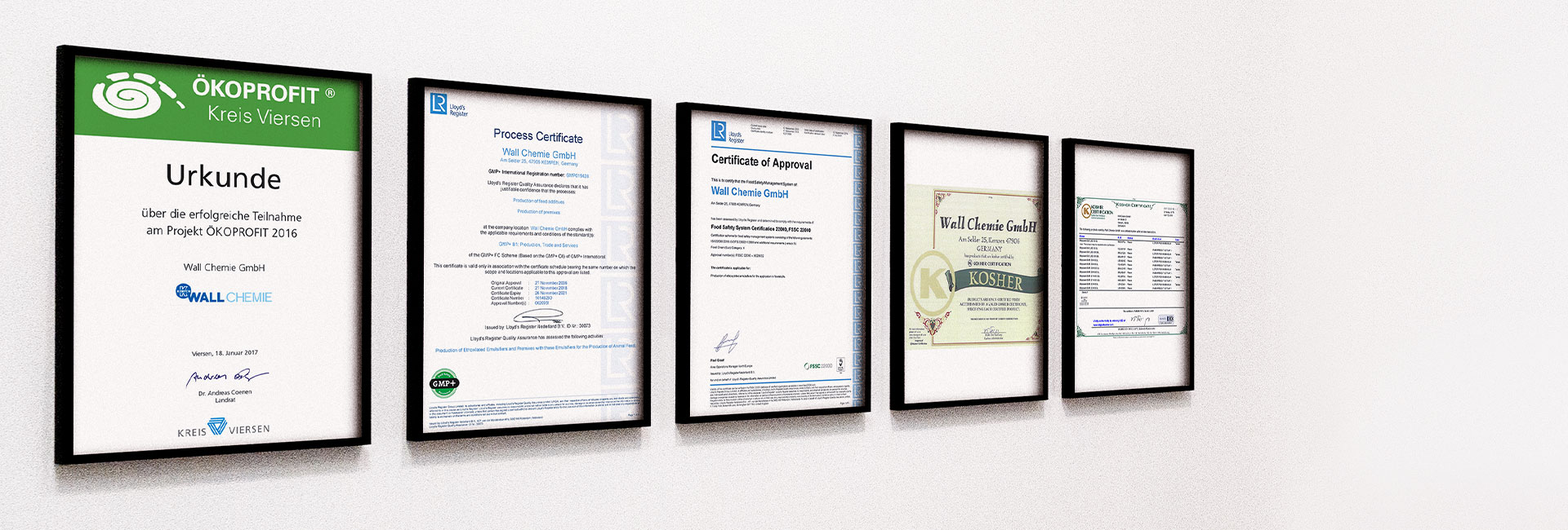 Zertifikate Wall Chemie Zertifikate Wall Chemie